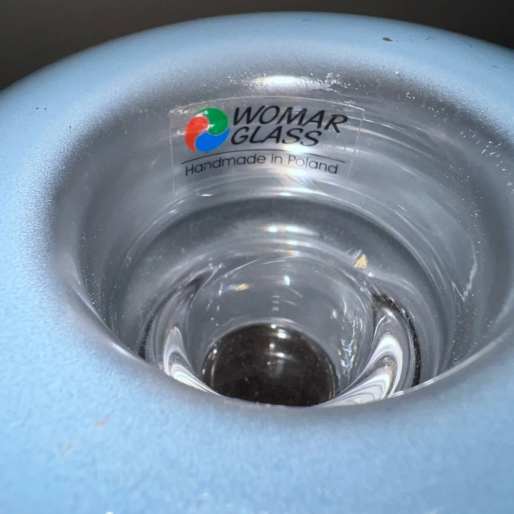 Womar glass handmade candle holder. Excellent condition. No chips/scratches